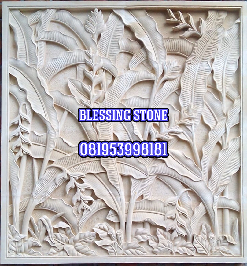 Relief batu paras batu ukir jogja relief-motif-pisang-
