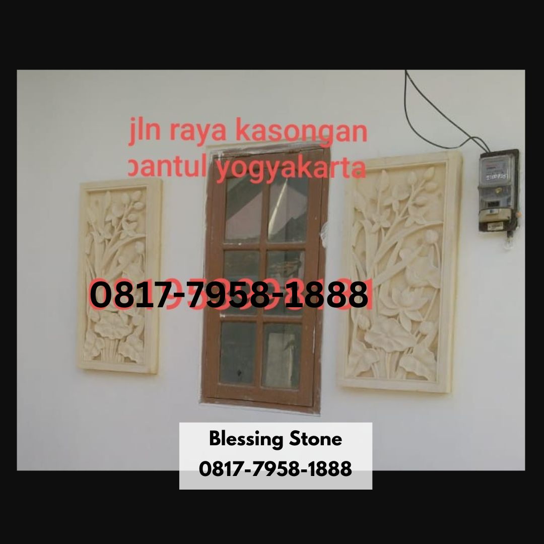 Batu Paras Ukir Relief Kembang Motif