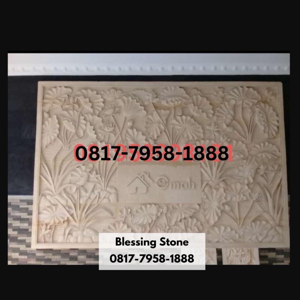 Batu Paras Ukir Relief Motif Daun