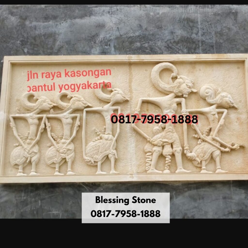 Batu Paras Ukir Relief Wayang Pandawa Lima