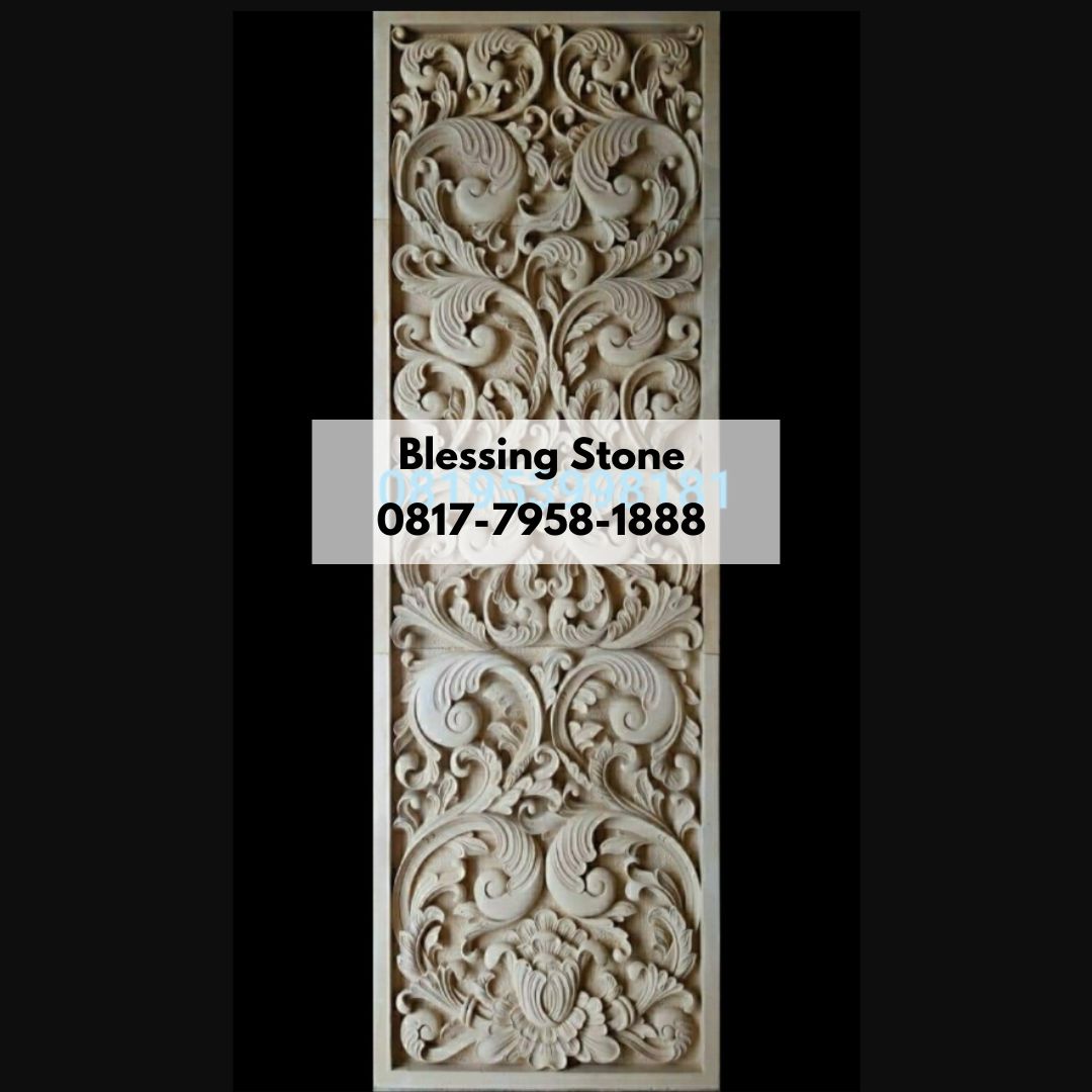 Relief Bunga Batik Batu Paras Ukir