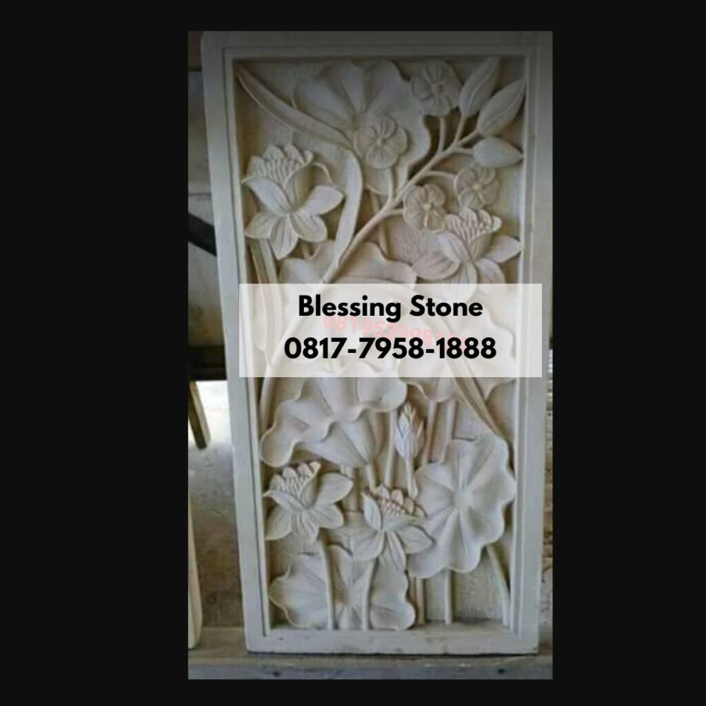 Relief Daun Batu Paras Ukir Jogja