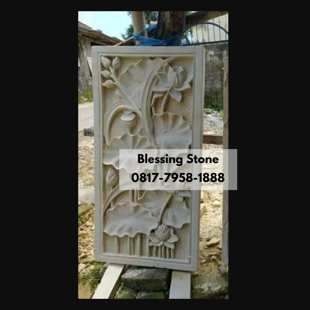 Motif Bunga Relief Batu Paras Ukir