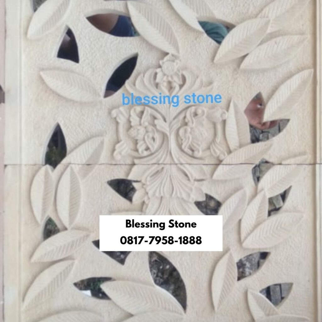Relief Daun & Bunga Batu Paras Ukir